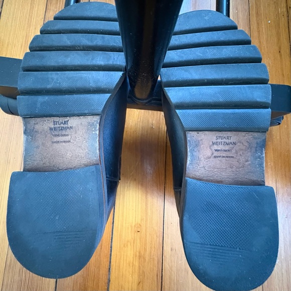 Stuart Weitzman Soft Leather Chelsea Boots Size 7.5 B Black With Brown Trim - Picture 11 of 14